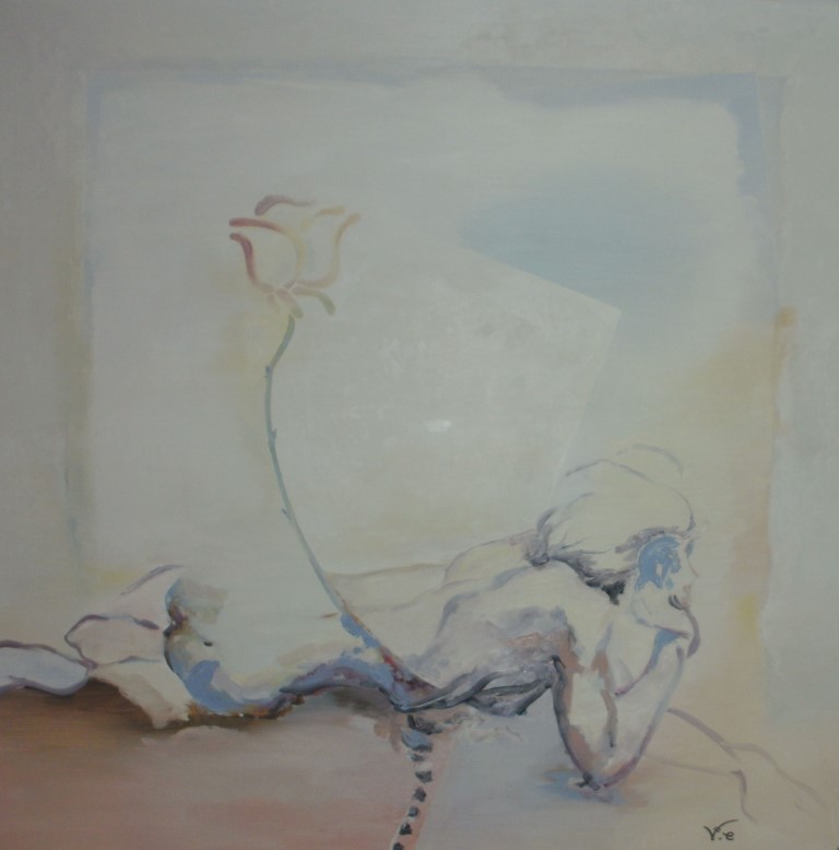 woman with rose, 1990